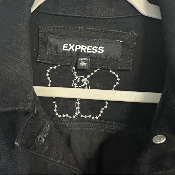 Express Black Denim Embellished Jacket - Picture 2 of 4